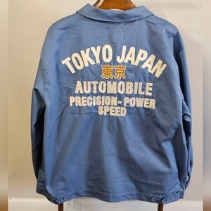 IKIGAI Authentic Brand Tokyo Japan Auto Club Embroidery Blue Twill Jacket Men XL